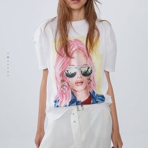 ZARA round neck short sleeve T-shirt